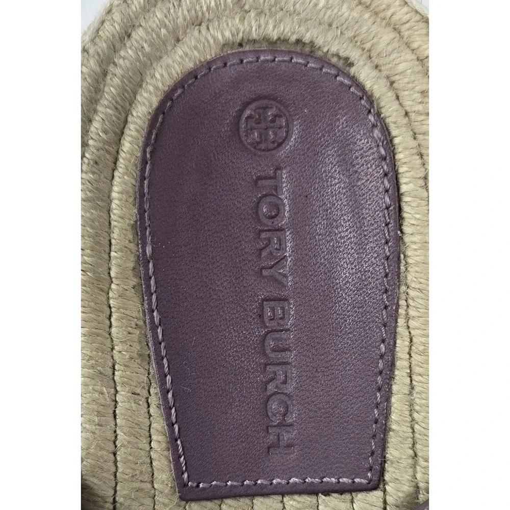 Tory Burch‎ Sandals Womens 7M Selby Espadrille Flats Strappy Ring Logo  leather